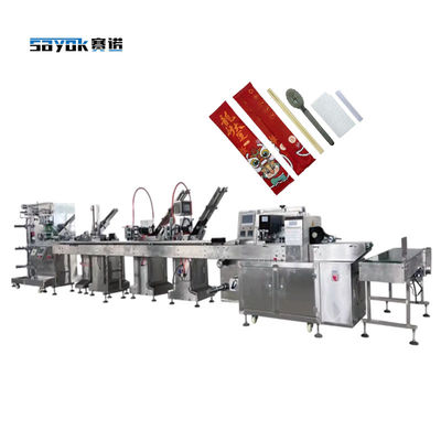 Servo Driven Napkin Spoon Fork Toothpick Sugar Cutlery Set Mesin Pengemasan Otomatis Lengkap