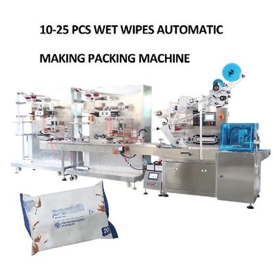 Servo Control Wet Cleaning Wipe Produksi Dan Pengemasan Peralatan Untuk Medium 10-25 PCs Pack